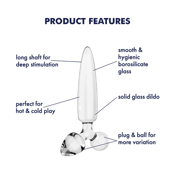 Satisfyer Triple Crystal 1 - Clear - Clear Glass 3-in-1 Butt Plug — image 2 of 7