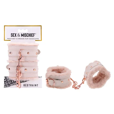 sex mischief peaches n creame fur handcuffs peach restraints