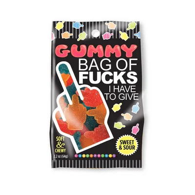gummy bag of fucks i have to give soft chewy sour gummy lollies 64 gram bag