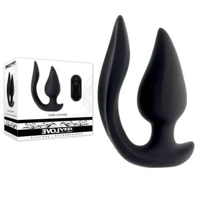 evolved the genie black 112 cm usb rechargeable vibrating plug with wireless remote