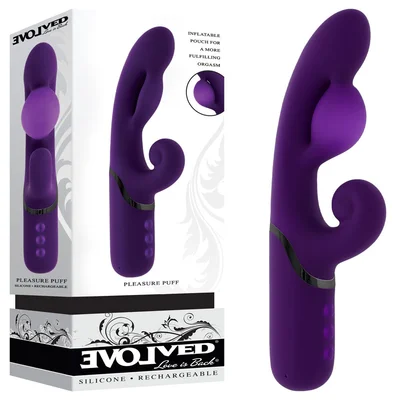 evolved pleasure puff purple 241 cm usb rechargeable inflatable rabbit vibrator