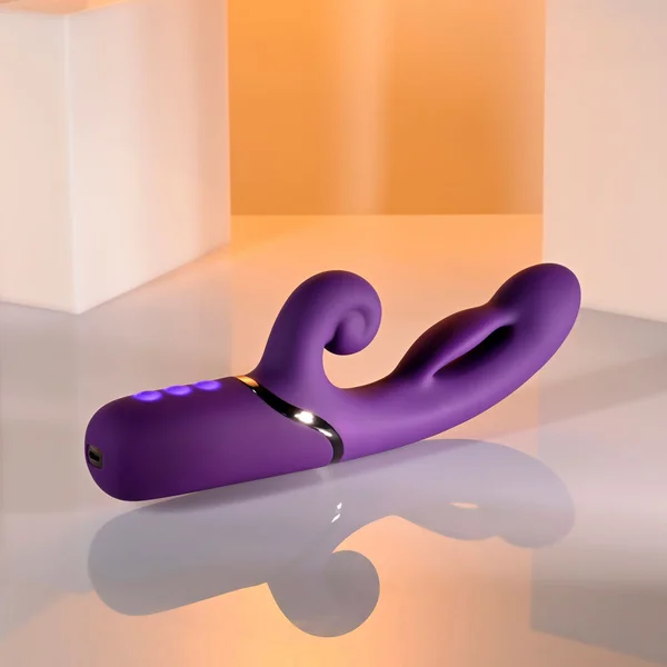 Evolved PLEASURE PUFF - Purple 24.1 cm USB Rechargeable Inflatable Rabbit Vibrator — image 6 of 9