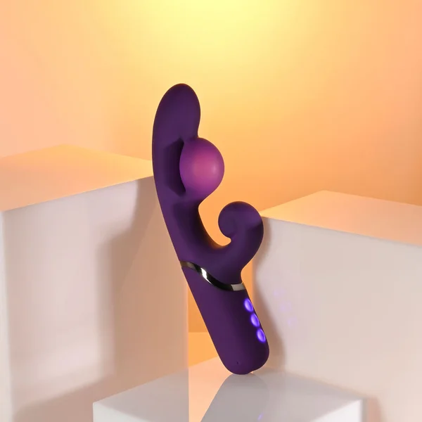 Evolved PLEASURE PUFF - Purple 24.1 cm USB Rechargeable Inflatable Rabbit Vibrator — image 3 of 9