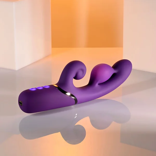 Evolved PLEASURE PUFF - Purple 24.1 cm USB Rechargeable Inflatable Rabbit Vibrator — image 7 of 9
