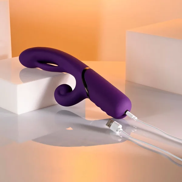 Evolved PLEASURE PUFF - Purple 24.1 cm USB Rechargeable Inflatable Rabbit Vibrator — image 9 of 9
