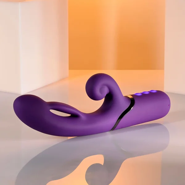 Evolved PLEASURE PUFF - Purple 24.1 cm USB Rechargeable Inflatable Rabbit Vibrator — image 4 of 9