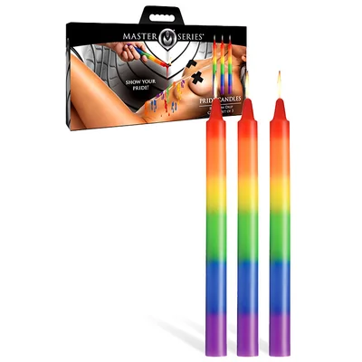 master series pride rainbow drip candle 3 piece set
