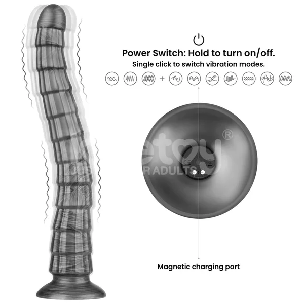 King Sized Vibrating Vibrax Slider - Grey 36.8 cm (14.5'') USB Rechargeable Vibrating Dildo — image 3 of 9