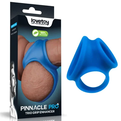 pinnacle pro trio grip enhancer blue cock balls ring