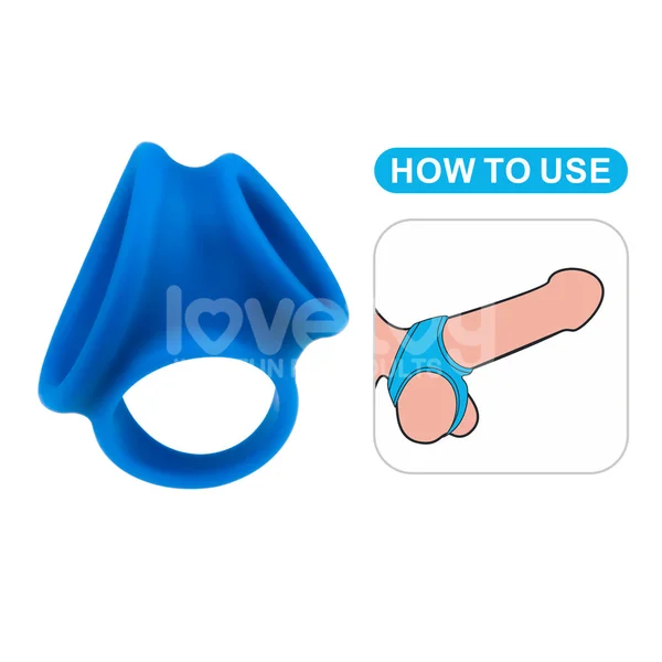 Pinnacle Pro Trio Grip Enhancer - Blue Cock & Balls Ring — image 8 of 9