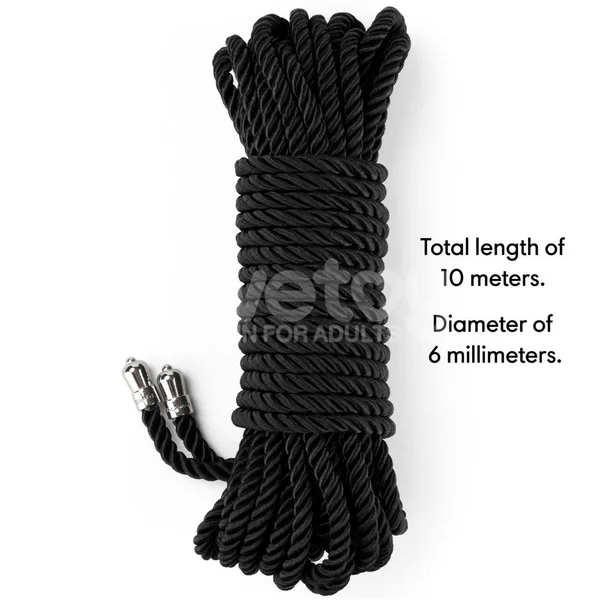 Rebellion Reign Silky Bondage Rope - Black - Black Bondage Rope - 10 metre length — image 3 of 9