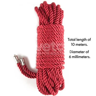rebellion reign silky bondage rope red red bondage rope 10 metre length