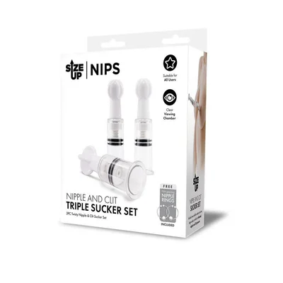 size up nipple and clit triple sucker set 3 piece sucker set