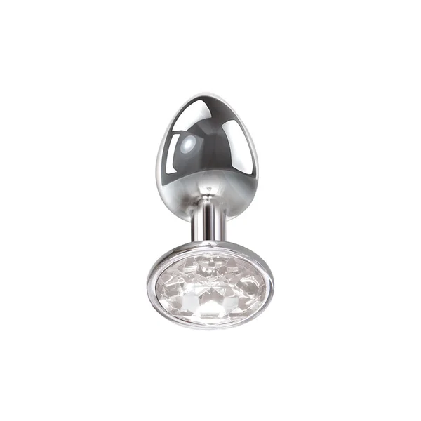 Adam & Eve Clear Gem Anal Plug - Small - Metallic 7.1 cm Small Butt Plug with Clear Gem Base — image 4 of 5