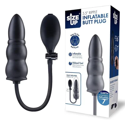size up 55 inch ripple inflatable butt plug black 152 cm inflatable butt plug
