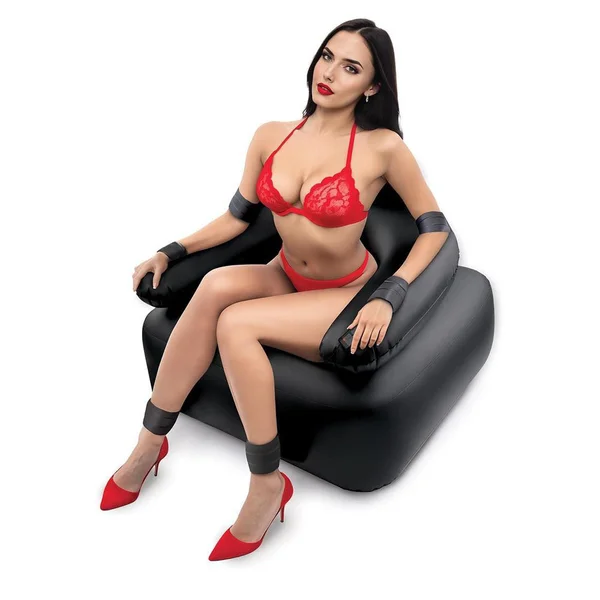 Whipsmart Inflatable Bondage Chair - Black Inflatable Chair with 6'' Vibrating Dong — image 2 of 4