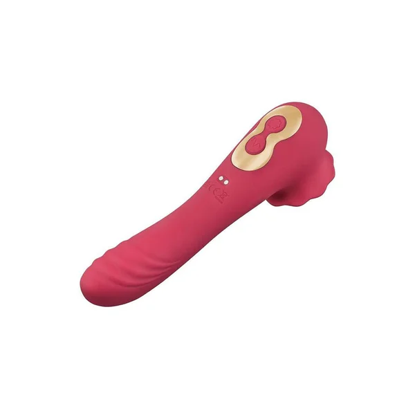 Secret Kisses ROSEGASM ROSE QUAKE - Red 18.8 cm USB Rechargeable Dual Ended Tapping Vibrator — image 3 of 5
