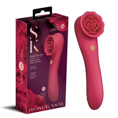secret kisses rosegasm rose quake red 188 cm usb rechargeable dual ended tapping vibrator