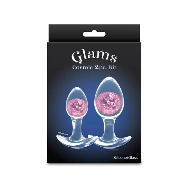 Glams Cosmic 2pc Kit - Pink - Clear/Pink Butt Plugs - Set of 2 Sizes — image 5 of 5