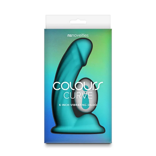 Colours Curve - Vibrating 6'' Dildo - Teal - Teal 16.4 cm USB Rechargeable Vibrating Dildo with Wireless Remote — image 3 of 4