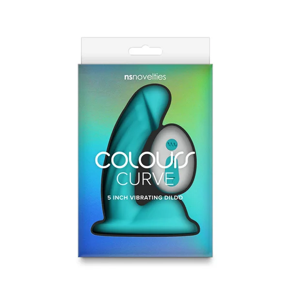 Colours Curve - Vibrating 5'' Dildo - Teal - Teal 12.6 cm USB Rechargeable Vibrating Dildo with Wireless Remote — image 3 of 4