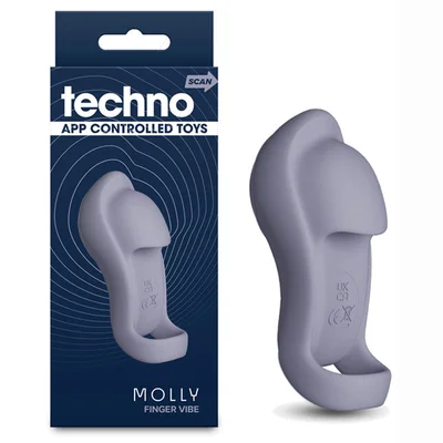 techno molly grey usb rechargeable finger stimulator with app control