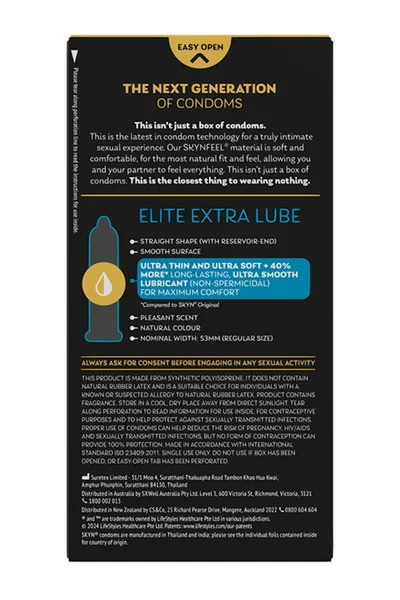 Skyn Elite Extra Lubricated 10 Pack Non Latex Condoms — image 2 of 2