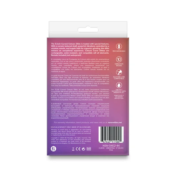 Colours Curve - Vibrating 5'' Dildo - Pink - Pink 12.6 cm USB Rechargeable Vibrating Dildo with Wireless Remote — image 4 of 4