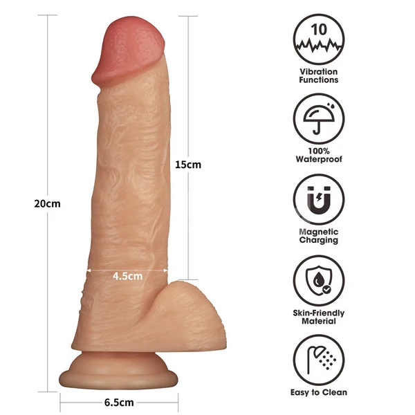 8 Inch Power Basics - Flesh 20 cm USB Rechargeable Vibrating Dong — image 8 of 9