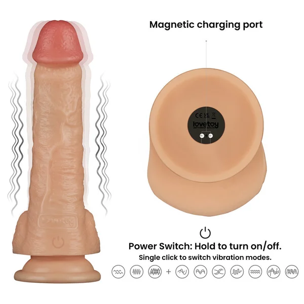 8 Inch Power Basics - Flesh 20 cm USB Rechargeable Vibrating Dong — image 3 of 9
