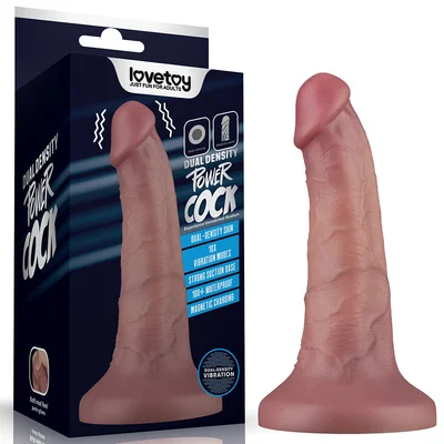 dual density power cock 6 inch flesh flesh 16 cm usb rechargeable vibrating dong