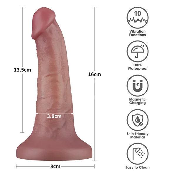 Dual Density Power Cock - 6 Inch Flesh - Flesh 16 cm USB Rechargeable Vibrating Dong — image 8 of 9
