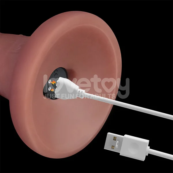 Dual Density Power Cock - 6 Inch Flesh - Flesh 16 cm USB Rechargeable Vibrating Dong — image 9 of 9