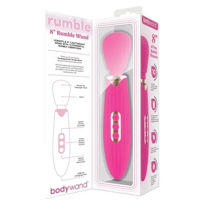 bodywand rumble wand 8 inch hot pink 203 cm usb rechargeable massage wand