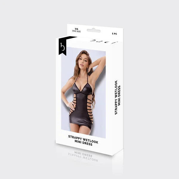 BACI WL Strappy Wetlook Mini Dress - Black - One Size — image 3 of 3