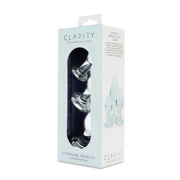Clarity - Utopian Trinity - Clear Glass Butt Plugs - Set of 3 Sizes — image 4 of 5
