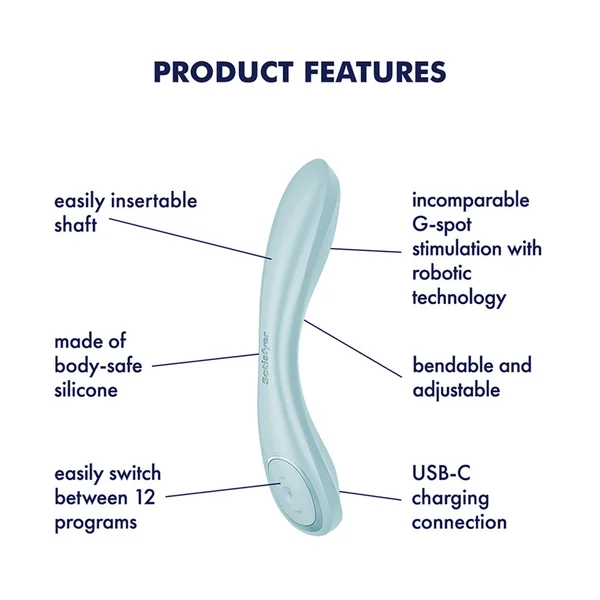 Satisfyer G-Spot Wave 2 - Ice Blue - Ice Blue 23.6 cm USB Rechargeable Flicking Tip Vibrator — image 2 of 5
