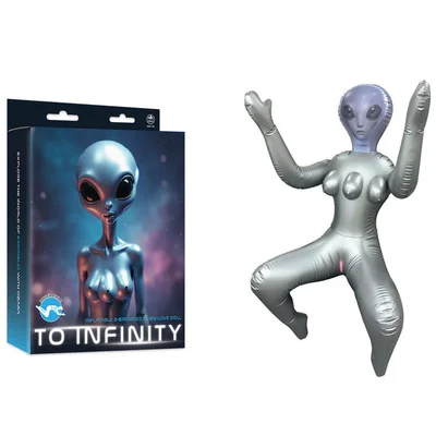 to infinity silver inflatable squatting alien love doll