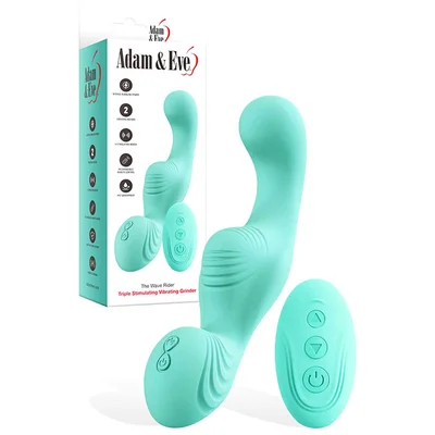 adam eve the wave rider teal usb rechargeable triple stimulating grinder pad with remote control