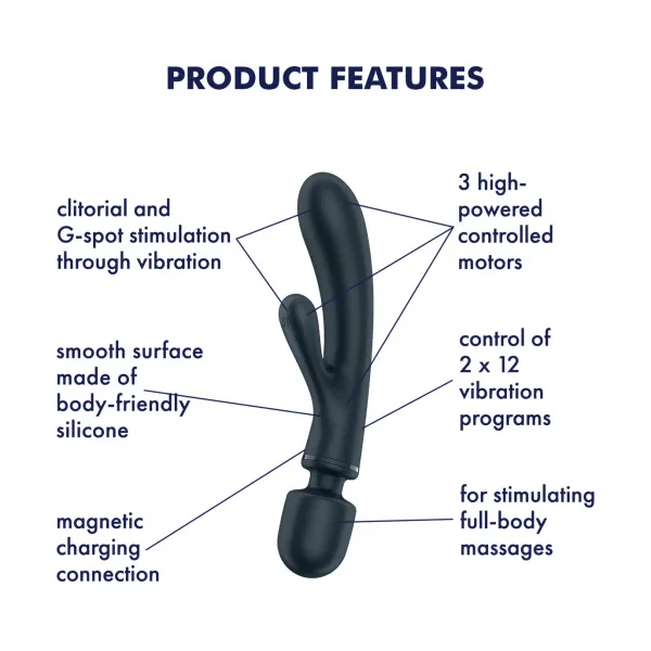 Satisfyer Triple Lover Rabbit Vibrator and Massage Wand — image 4 of 5