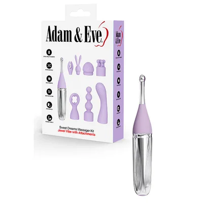 adam eve sweet dreams massager kit lavender usb rechargeable point stimulator with 8 interchangeable tips