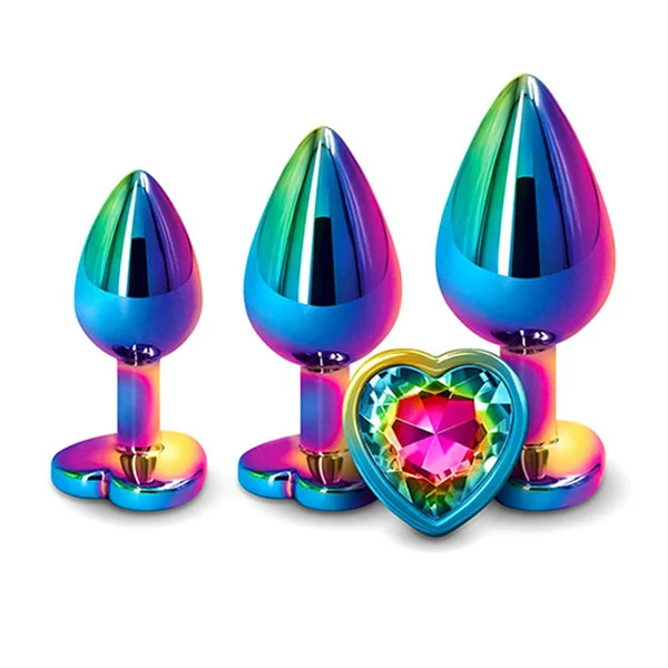 Adam & Eve RAINBOW HEART GEM ANAL TRAINING SET - Multicoloured Metal Anal Plugs with Gem Bases - Set of 3 Sizes — image 4 of 5