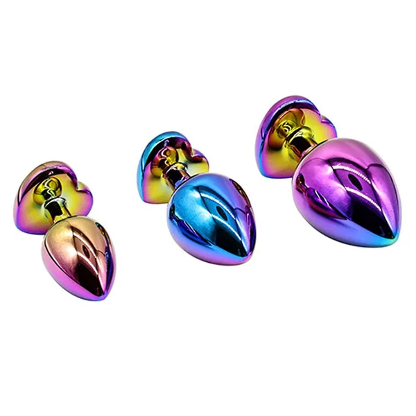 Adam & Eve RAINBOW HEART GEM ANAL TRAINING SET - Multicoloured Metal Anal Plugs with Gem Bases - Set of 3 Sizes — image 3 of 5