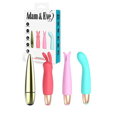 adam eve playful seduction kit usb rechargeable vibrator with 3 interchangeable sleeves