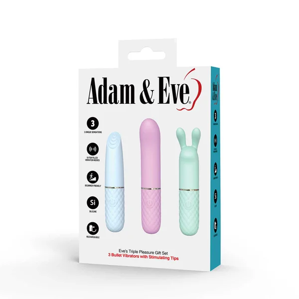 Adam & Eve TRIPLE PLEASURES - Coloured USB Rechargeable Vibrators - Set of 3 — image 6 of 6