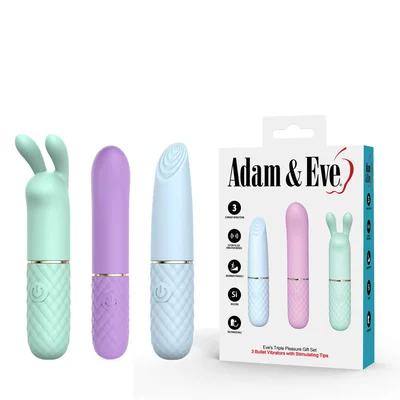 adam eve triple pleasures coloured usb rechargeable vibrators set of 3