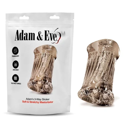 adam eve adams 3 way stroker clear triple hole stroker