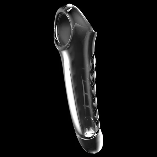Adam & Eve Ridged Rider - Clear 22.9 cm Penis Extension Sleeve — image 4 of 6