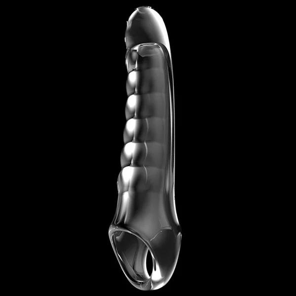 Adam & Eve Ridged Rider - Clear 22.9 cm Penis Extension Sleeve — image 3 of 6