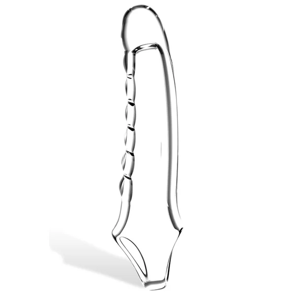 Adam & Eve Ridged Rider - Clear 22.9 cm Penis Extension Sleeve — image 2 of 6